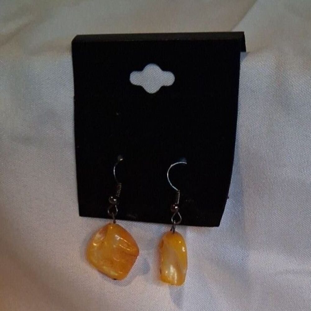 Beautiful Handmade Earrings For Women Yellow Stone With Hooks - Picture 3 of 4